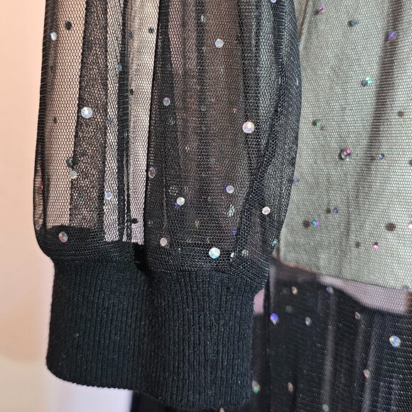 SCOLAR Sheer Japanese Black Sparkle Dress Pleats Medium - Picture 9 of 11